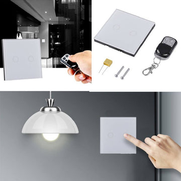 Smart Rf 433Mhz Remote Touch Wall Switch Tempered Glass Panel Led Indicator, 2 Gang - Imported from UK